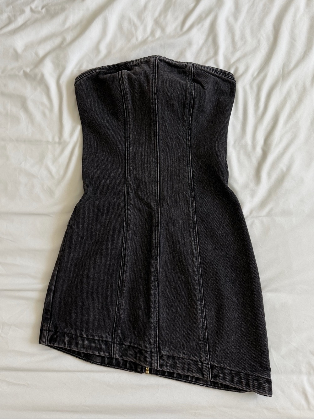 Abrand Chloe Bustier Mini Dress in Washed Black